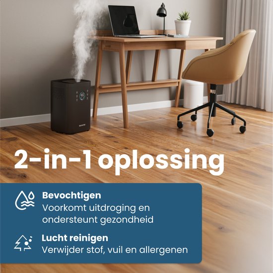 Auronic - Humidificateur - Capacité 4 l - Avec Aromathérapie & Mode Nuit - Sans BPA & Silencieux - Buse 360 degrés - Plastique - Noir