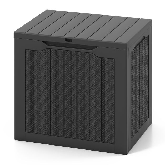 Coast Storage Box Black - Boîte d'extérieur 96L avec couvercle verrouillable et aspect rotin - 56 x 41 x 50,5 cm