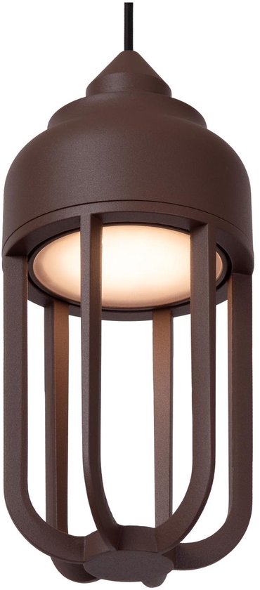 Lucide WELLS - Suspension intérieur/extérieur - Ø 10 cm - LED - 1x8 W 2700 K - IP54 - Brun rouille | Essential