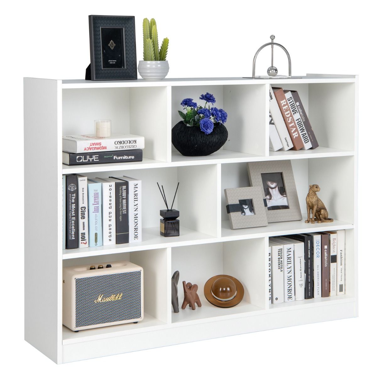 Bibliothèque pour enfants Coast - 3 niveaux - 8 étagères - blanche - 122 x 32 x 93 cm