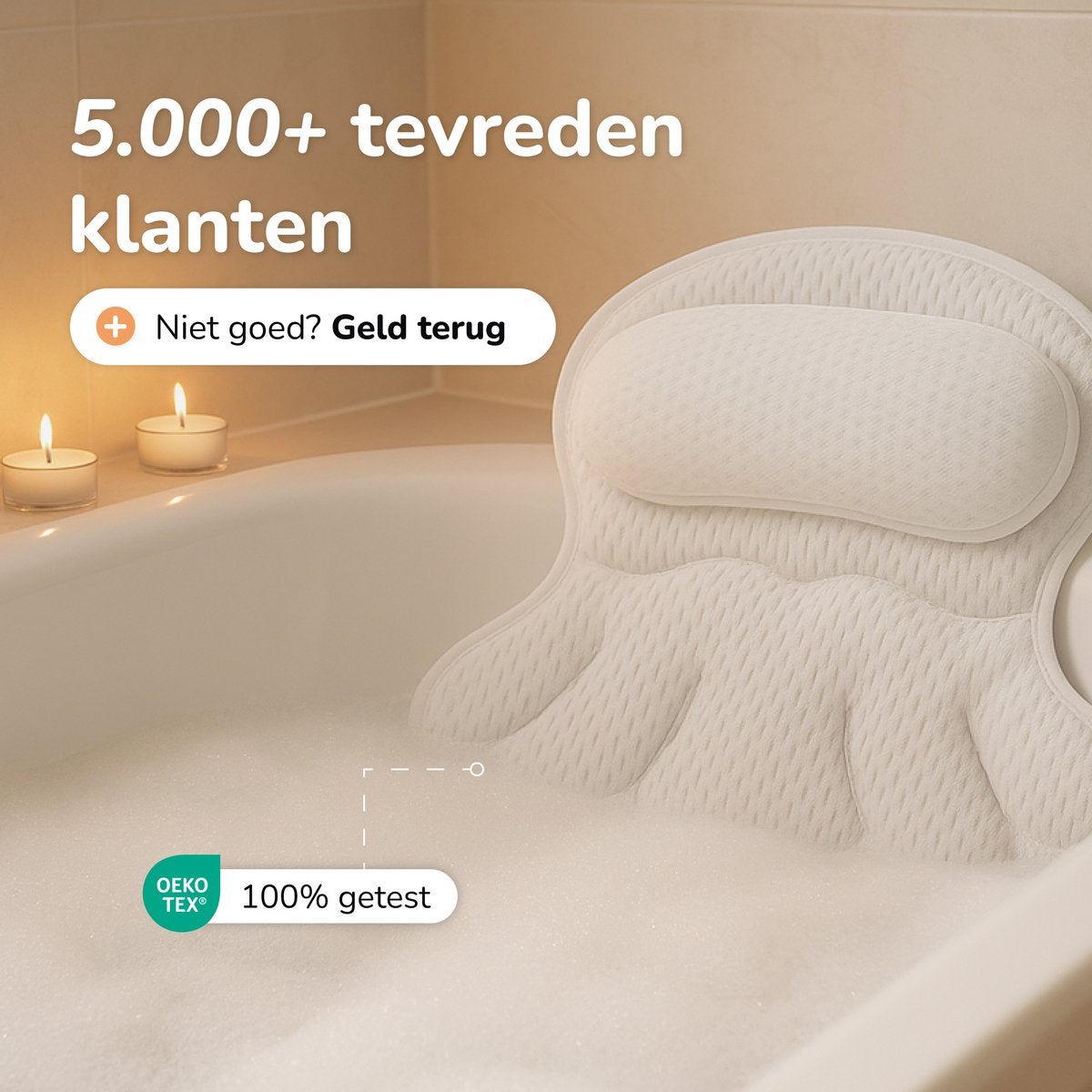 Coussin de bain 17x17 cm - Blanc - Coussin ergonomique et confortable pour la nuque et la tête - Alyze