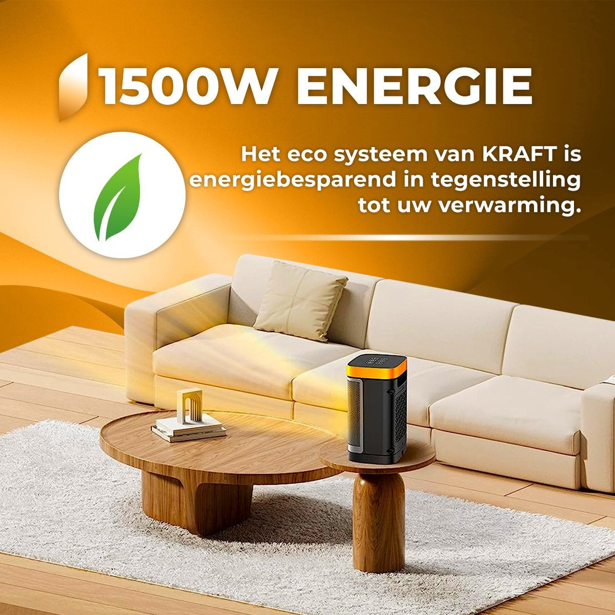 KRAFT Réchaud électrique - Réchaud à ventilateur céramique - Chauffage - Chauffe-terrasse - Chauffage électrique - 1500W - Fonction de rotation 70