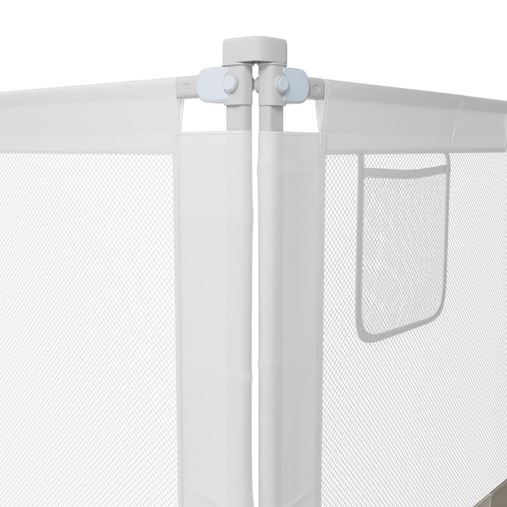 Juskys - Barre de lit Jaron - 180 cm - réglable en hauteur et pliable - pour matelas de 5 à 25 cm - avec compartiment de rangement pratique - tissu Oxford et beige