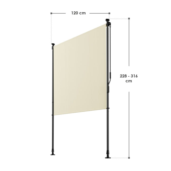 Juskys Vertical Balcony Screen 120x310 cm - Beige - Protection solaire et visuelle hydrofuge et réglable en hauteur