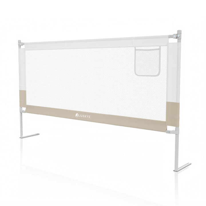 Juskys - Barre de lit Jaron - 180 cm - réglable en hauteur et pliable - pour matelas de 5 à 25 cm - avec compartiment de rangement pratique - tissu Oxford et beige