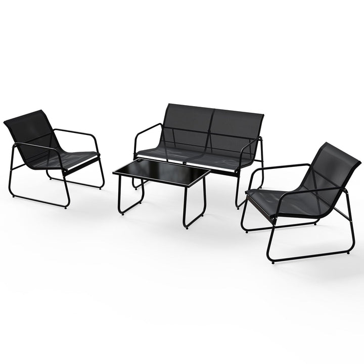 Jusky Set Garden Terrace Furniture - Sofa, 2 Armairs, Table