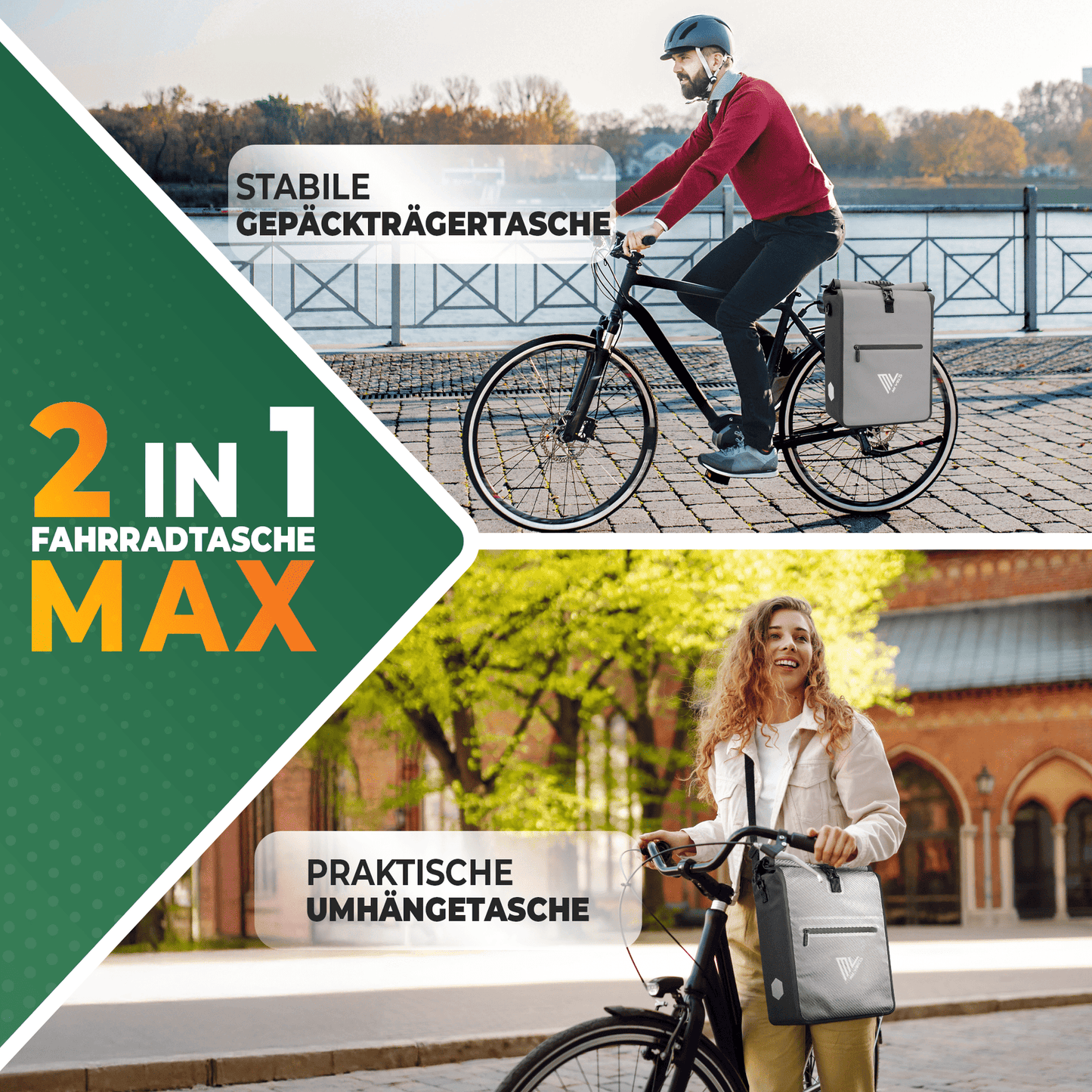 MiVelo Max - Sacoche étanche 2-en-1 pour porte-bagages - Gris carbone - 25 L