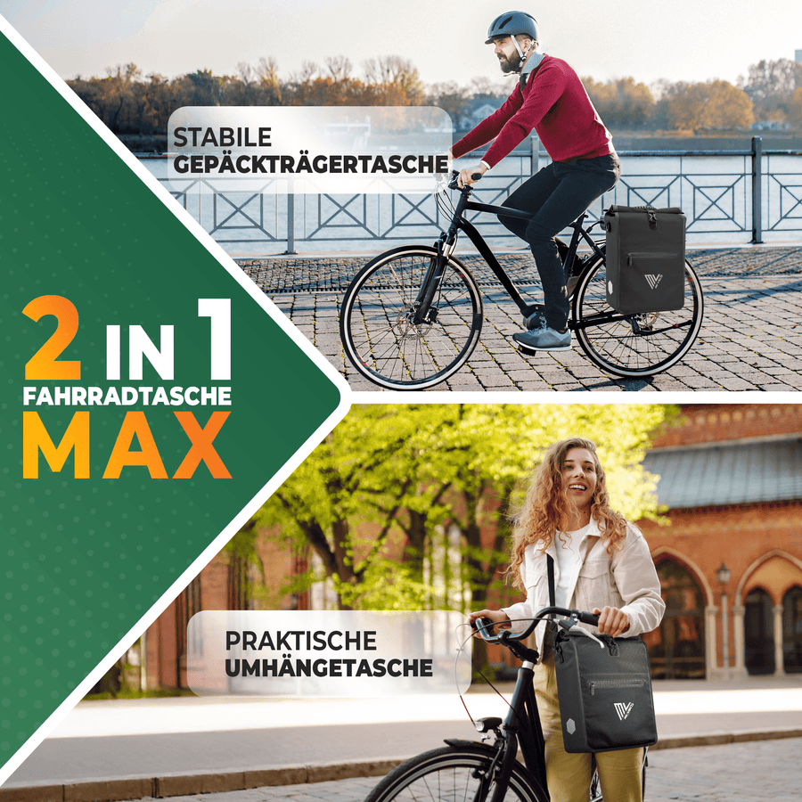 MIVELO Max - Sacoche étanche 2-en-1 pour porte-bagages - Carbon - 25L