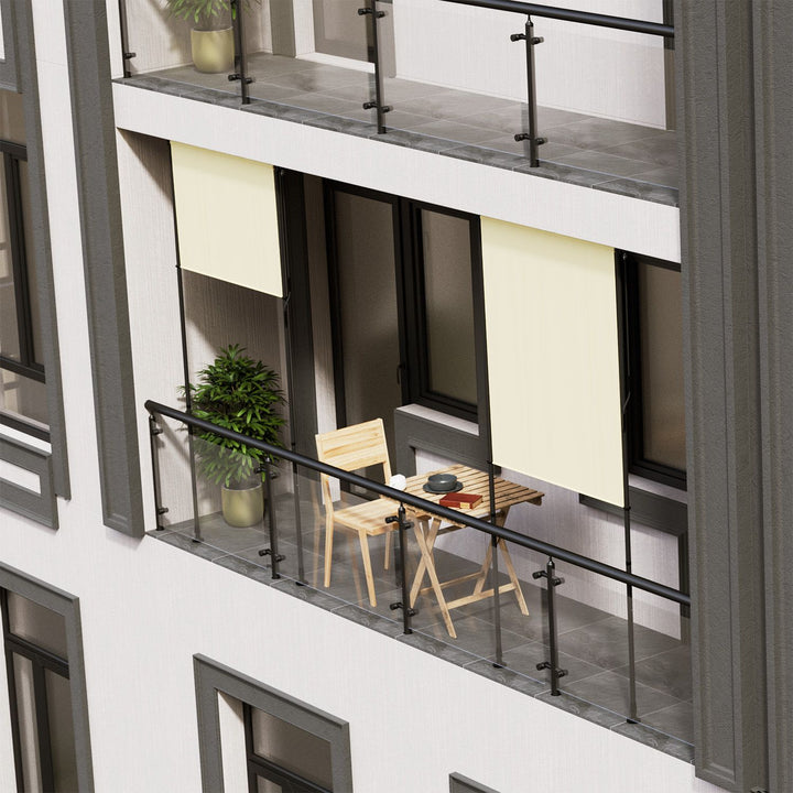 Juskys Vertical Balcony Screen 120x310 cm - Beige - Protection solaire et visuelle hydrofuge et réglable en hauteur