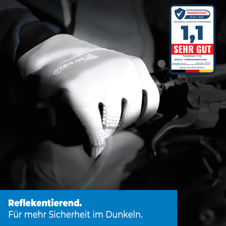 MiVelo Gants de cyclisme coupe-vent et déperlants - Unisex - Réfléchissants - Taille S