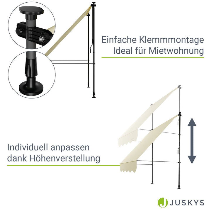 Juskys Pare-soleil - 150 x 120 cm - Déperlant et résistant aux UV - Beige