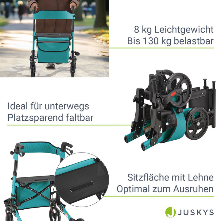 Rollator Vital en aluminium avec siège - Léger et pliable