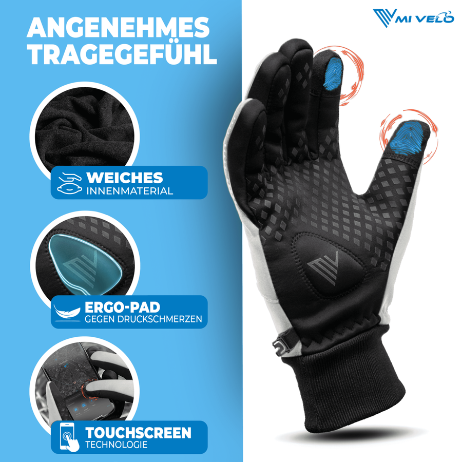 MiVelo Gants de cyclisme coupe-vent et déperlants - Unisex - Réfléchissants - Taille S