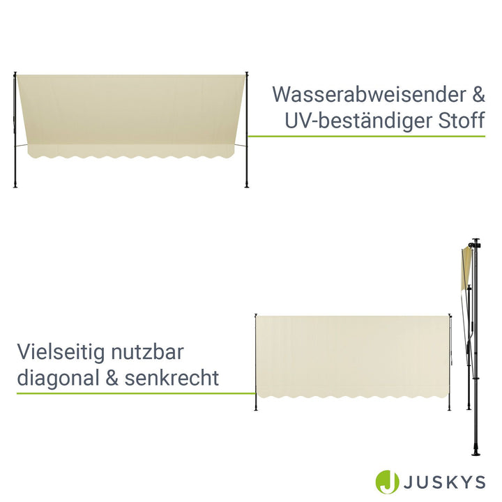 Juskys Auvent de soleil - 400 x 120 cm - Déperlant et résistant aux UV - Beige