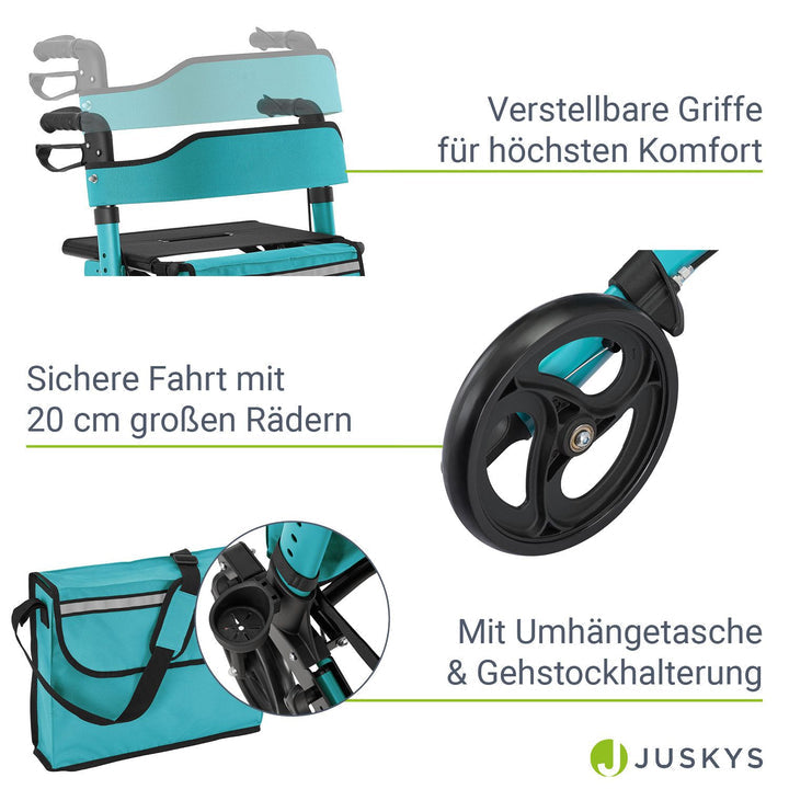 Rollator Vital en aluminium avec siège - Léger et pliable