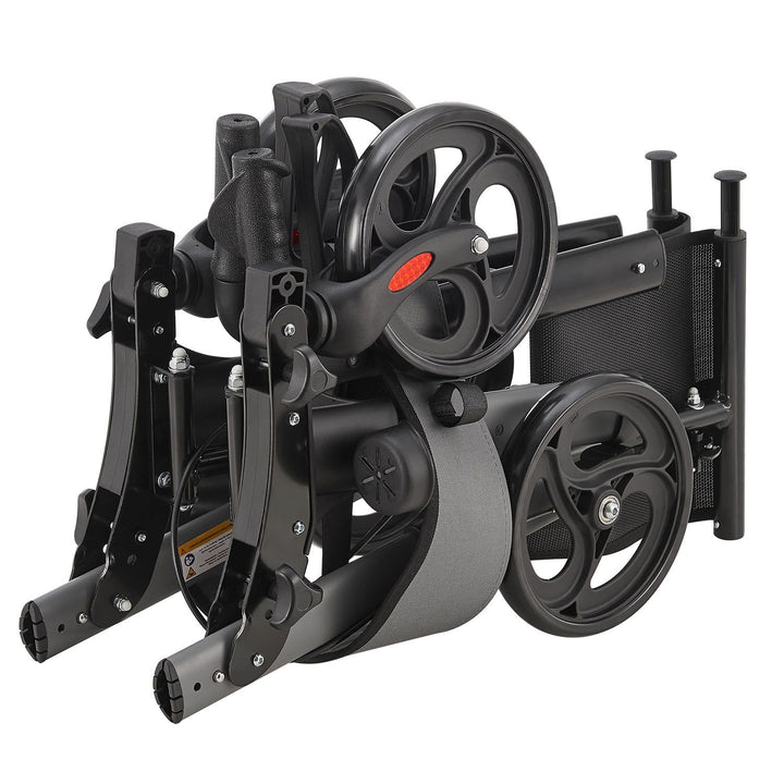 Juskys Déambulateur en aluminium - avec siège - pliable - 63 x 68 x 80-94 cm - gris