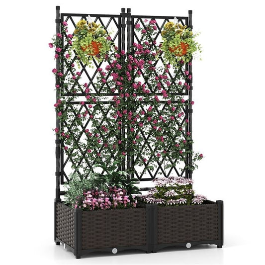 Coast Planter avec Climbing Rack 80 × 40 × 126 cm - Noir - Jardinière surélevée avec système d'arrosage automatique