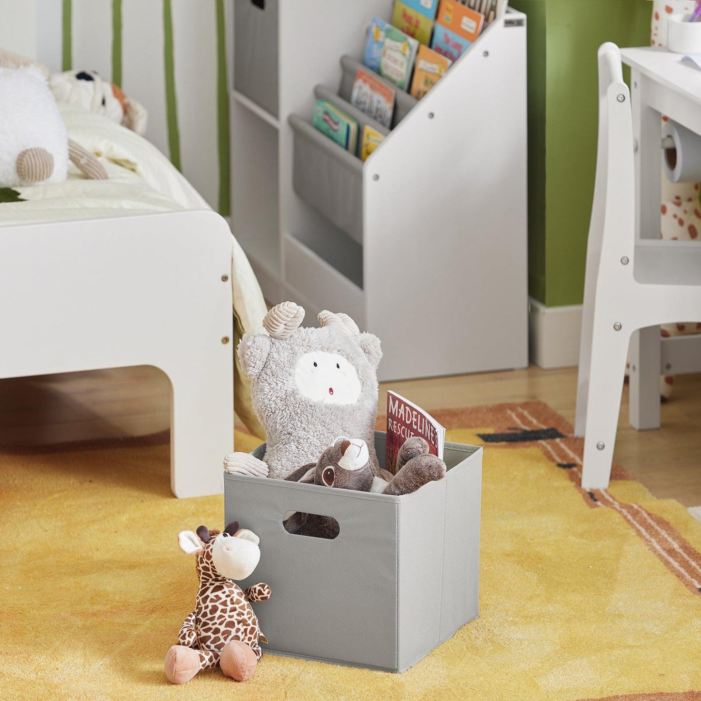 SoBuy Bibliothèque pour enfants avec 2 paniers - Max. 40 kg - 80 x 30 x 61 cm - Blanc / Gris