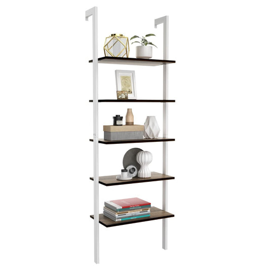Coast 5-Layer Ladder Shelf Bookcase 61x30x183 cm White - Rack de rangement et d'exposition peu encombrant
