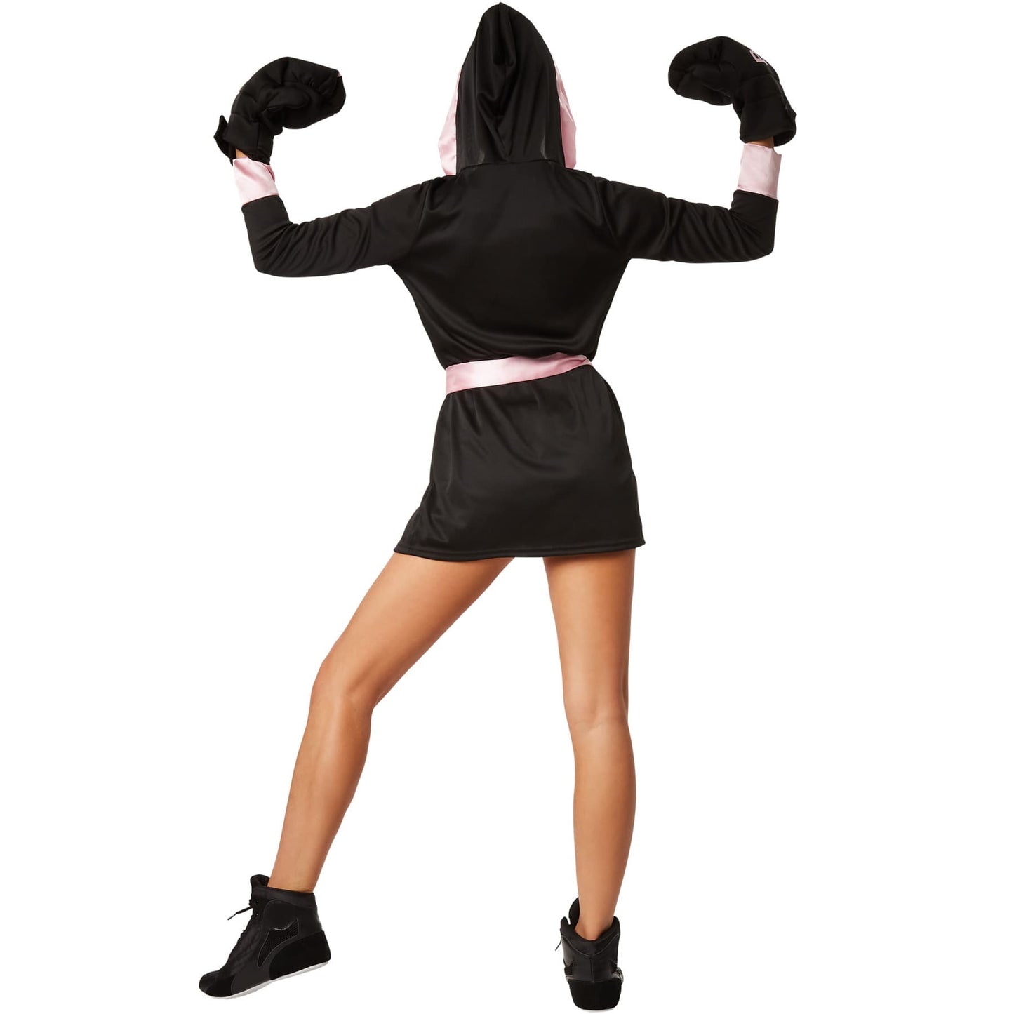 costume de boxeuse pour femmes - noir - taille s - short, débardeur, veste avec capuche, ceinture et gants de boxe