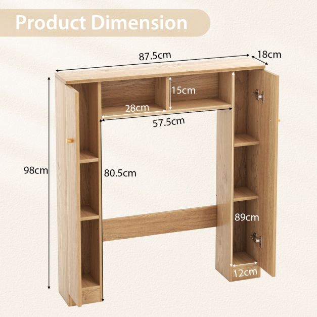 Armoire de toilette - Cost - avec double porte - 87,5x18x98 cm - Bois - Marron