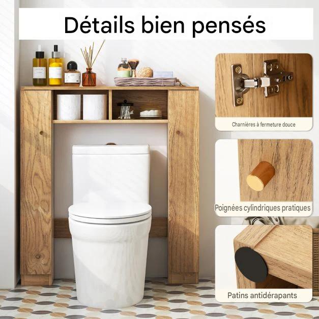 Armoire de toilette - Cost - avec double porte - 87,5x18x98 cm - Bois - Marron