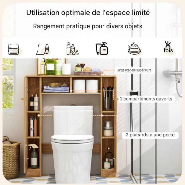 Armoire de toilette - Cost - avec double porte - 87,5x18x98 cm - Bois - Marron
