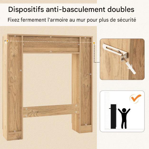 Armoire de toilette - Cost - avec double porte - 87,5x18x98 cm - Bois - Marron