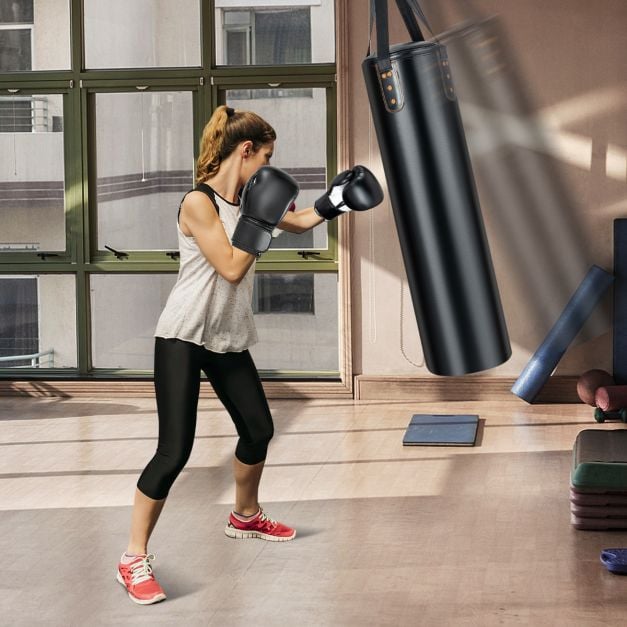 Coast Boxing Bag Set Black - Sac de frappe suspendu 4 en 1 avec gants de boxe 12OZ - 32 x 110 cm