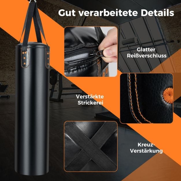 Coast Boxing Bag Set Black - Sac de frappe suspendu 4 en 1 avec gants de boxe 12OZ - 32 x 110 cm