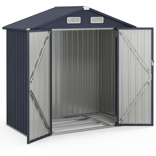 Coast Garden House - Métal - Double porte - Ventilation - Fondation - 3.44m³ - Gris foncé