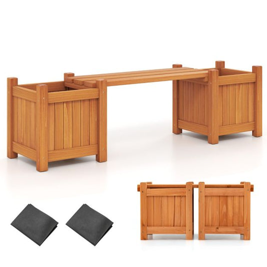 Coast Flower Box - Bois massif - Banc - Fond ouvert - 106x27x29 cm - Naturel