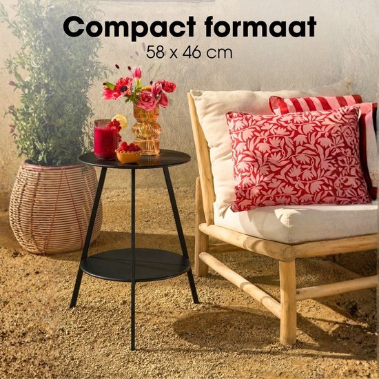 Mica Decorations Seattle : table d'appoint ronde d'extérieur - table basse - table de salon d'extérieur - peut également servir de petite table pour plantes ou de support pour plantes - métal - 58 x 46 cm - noir