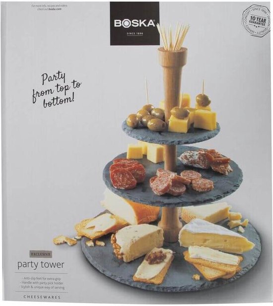 Boska Party Tower® - Etagère - Ardoise - Noir - Ø 30 cm - Pour le thé et les boissons