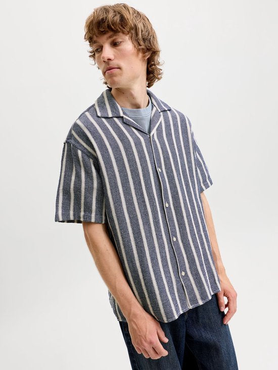 Jack & Jones - Chemises pour homme - Chemise Coba Stripe Resort - Bleu - Taille M