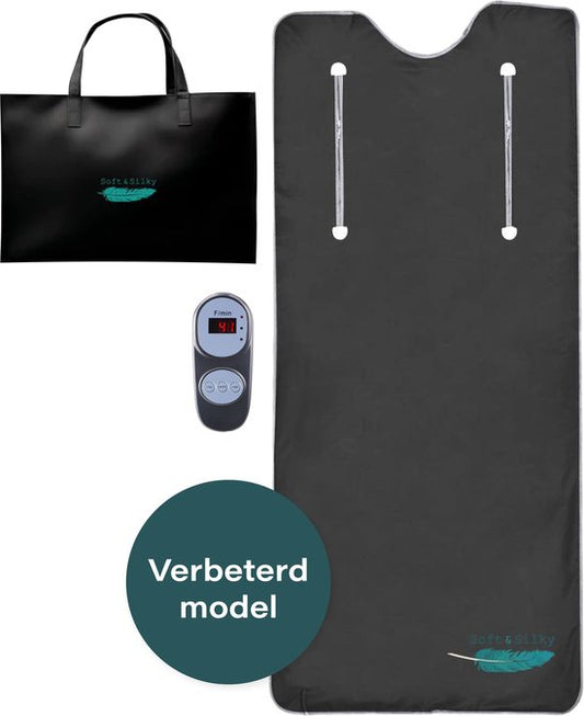 Couverture chauffante infrarouge - Soft & Silky – 2 zones de chaleur – Minuteur 1 heure – 600 W – 200 x 85 cm – Noir