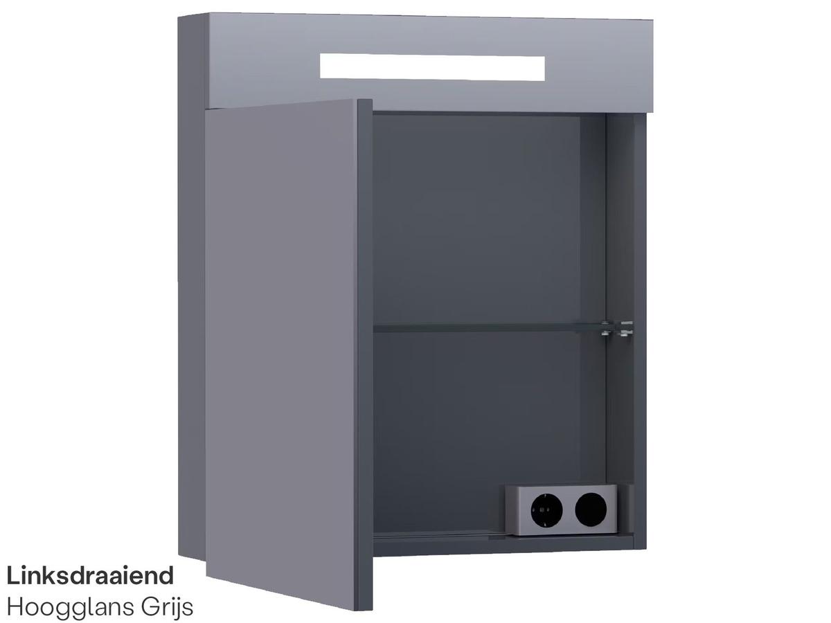 Armoire de toilette Brauer 2.0 - Gris brillant - 60 cm - Ouverture vers la gauche