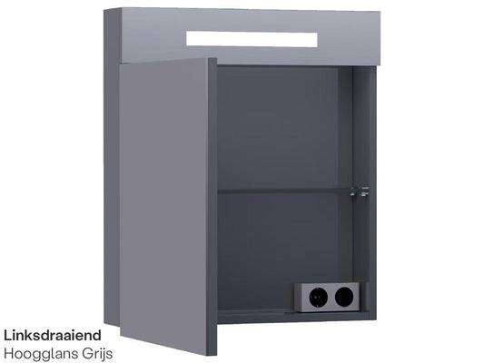 Armoire de toilette Brauer 2.0 - Gris brillant - 60 cm - Ouverture vers la gauche