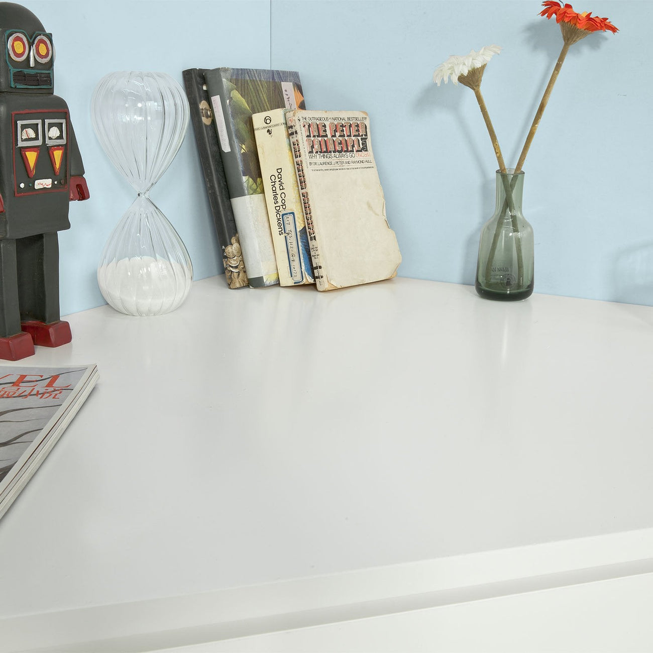 SoBuy FWT31-W Table d'appoint avec tiroir - Modèle d'angle - 76 x 76 x 76 cm - Blanc