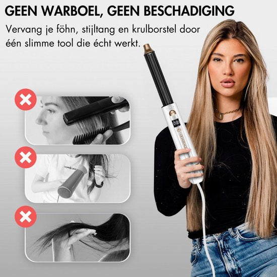 Sansbeauté® 9-in-1 Airstyler with Diffuser - Multistyler - Brosse sèche-cheveux cheveux courts - Boucleur de cheveux - Styler les cheveux - Sèche-cheveux - Brosse chauffante - Brosse à boucler - Fer à boucler - Lisseur de cheveux - Brosse de stylisme - 5