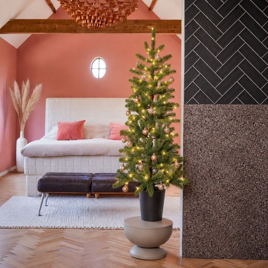 Black Box Trees Nagoya : sapin de Noël artificiel avec éclairage, H 120 x Ø 60 cm - Sapin de Noël d'intérieur - Sapin artificiel avec 212 brindilles de pin en PE - Modèle élancé, Ø 60 cm - Vert