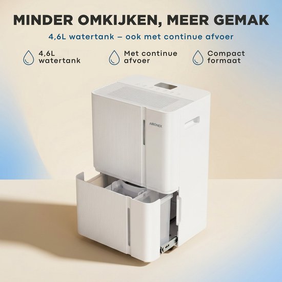 Déshumidificateur Aironex 30 L - Déshumidifie 30 litres par jour - Convient pour la cave, le salon, la chambre et la salle de bains - Absorbeur d'humidité - Déshumidificateur et purificateur d'air - Déshumidificateur pour chambre - Blanc - Déshumidificate