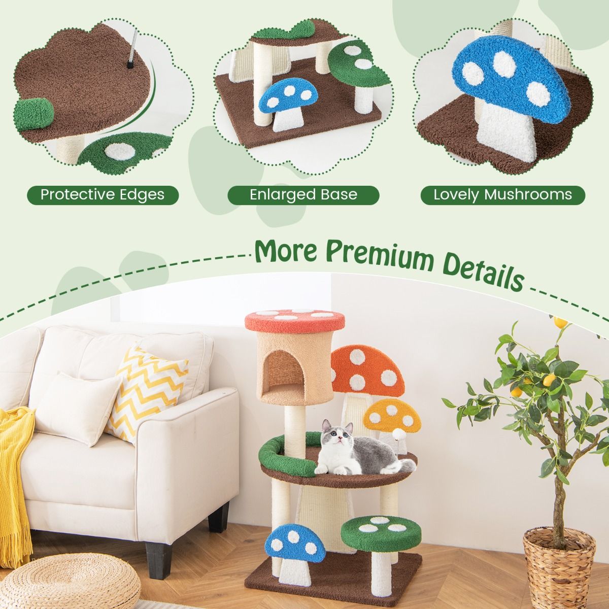 Griffoir Coast multicouche pour chat - design crapaud - boule de jeu interactive - 59 x 48 x 102 cm
