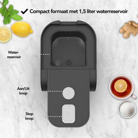 Aviro Distributeur d'eau chaude - Robinet d'eau chaude - 100°C - Bouilloire instantanée de luxe - 2200W - 1.5L Noir