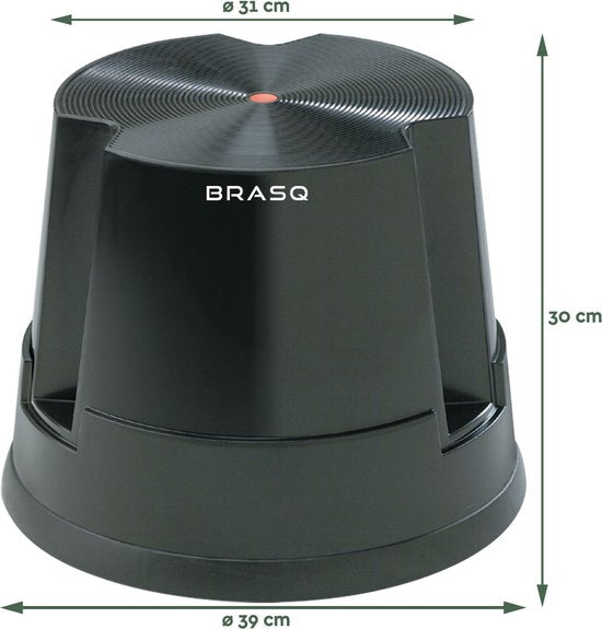BRASQ Tabouret d'appui en plastique noir Essential ST100, capacité de charge 150 kg, tabouret d'appui, pied en forme d'éléphant, tabouret de bureau, escalier, escalator, tabouret