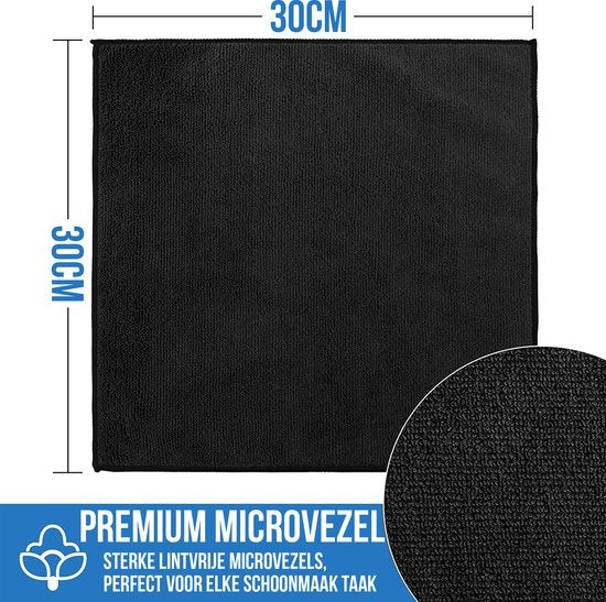 Strex Microfibre Wipes - 12 pièces 30 x 30 cm - Lavable - Lingettes nettoyantes - Nettoyage / Voiture