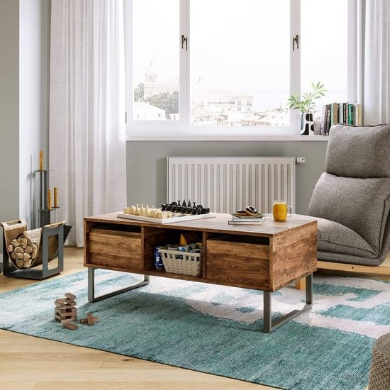 Niceey Table basse avec tiroir - Table basse - Table d'appoint - Rangement - 104 x 49,5 x 39,5 cm - Bois