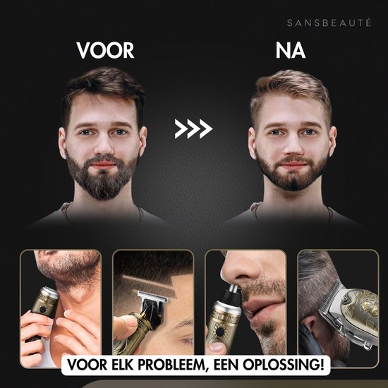 Tondeuse professionnelle 5-en-1 sans fil avec grille de rasage - Sansbeauté - Tondeuse à cheveux pour hommes - Cheveux - Tondeuse à cheveux - Machine à cheveux pour coiffeurs - Tondeuse à cheveux - Tondeuse à barbe - Barbe Hair Clipper - Barber Buddha Tri