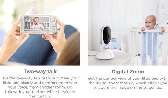 Babyphone Motorola Nursery avec caméra - Baby Monitor VM75 - Caméra pour bébé avec écran couleur, communication bidirectionnelle, berceuses et vision nocturne infrarouge - Portée de 300 m