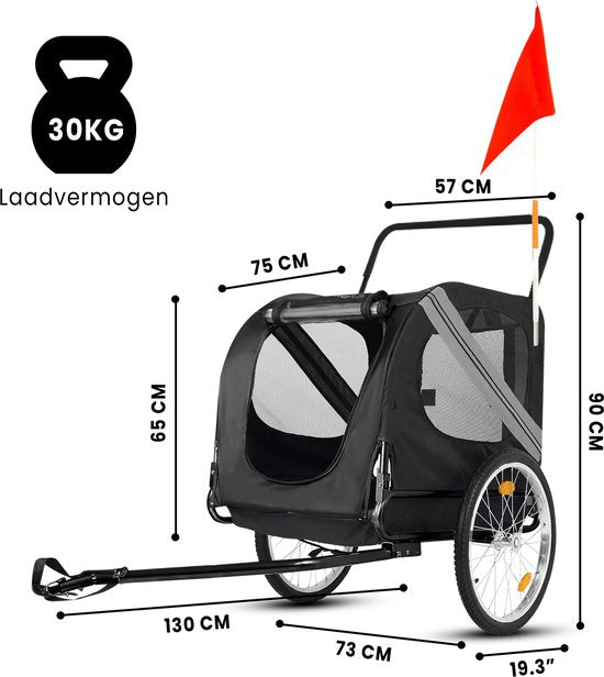 Outbee Remorque vélo pour chien - Remorque vélo pour chien pliable - Remorque pour chien - 2 en 1 Remorque vélo pour chien - Buggy pour chien - Max 35kg